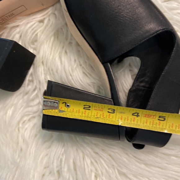 Deltan Women's Black Open-Toe Heels size 9.5 leather sole, leather upper - Picture 6 of 12